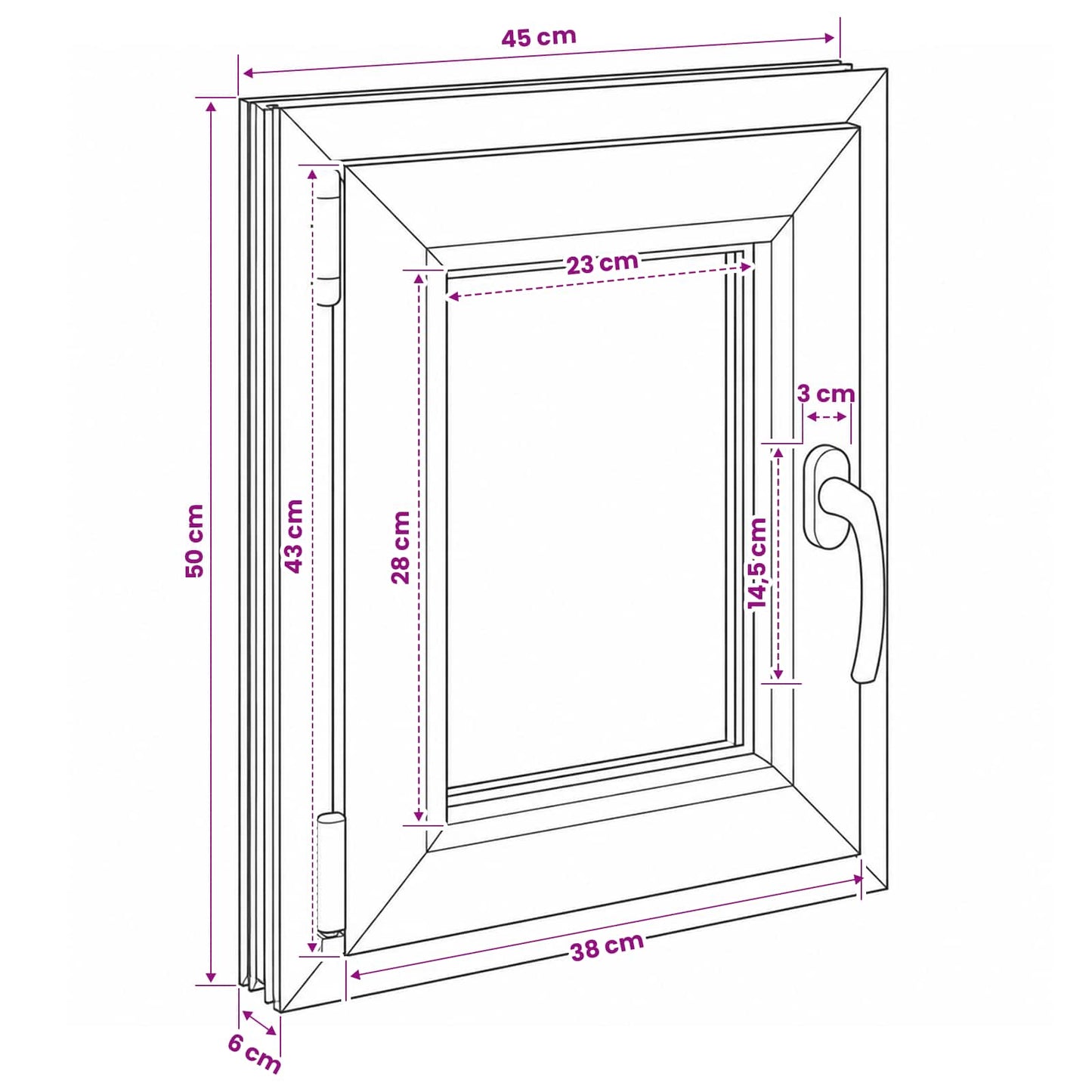 Basement Window Internal Colour White RISOR 45 x 50 cm