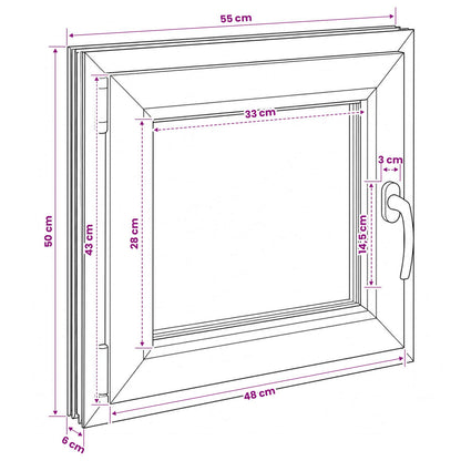 Basement Window RISOR 55 x 50 cm PVC and Glass