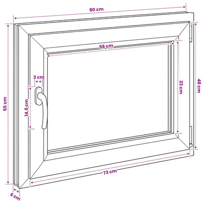 Basement Window Internal Colour White RISOR 80 x 55 cm