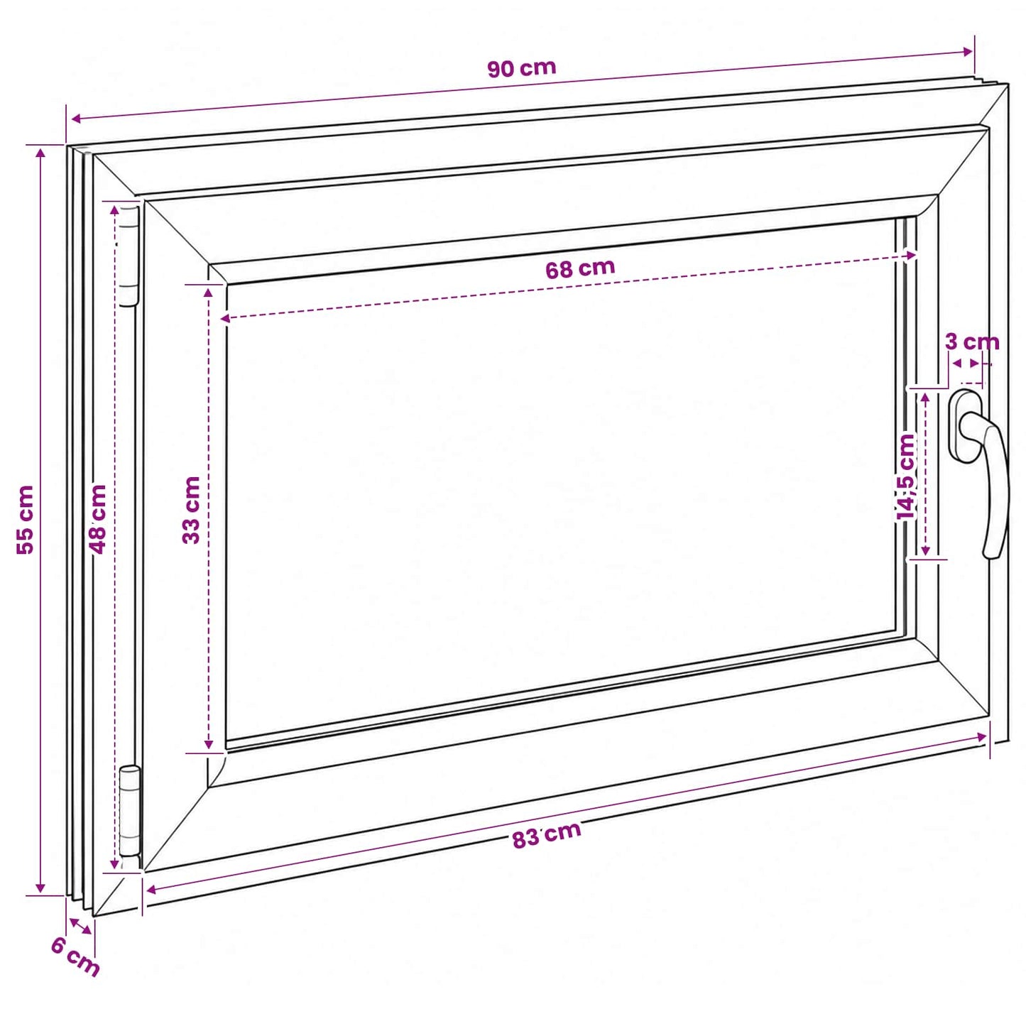 Basement Window RISOR 90 x 55 cm PVC and Glass