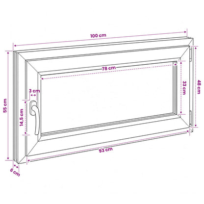 Basement Window Internal Colour White RISOR 100 x 55 cm