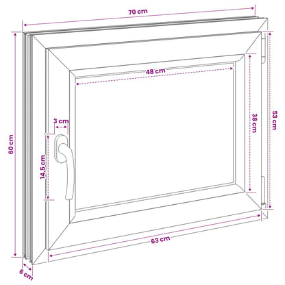 Basement Window Internal Colour White RISOR 70 x 60 cm