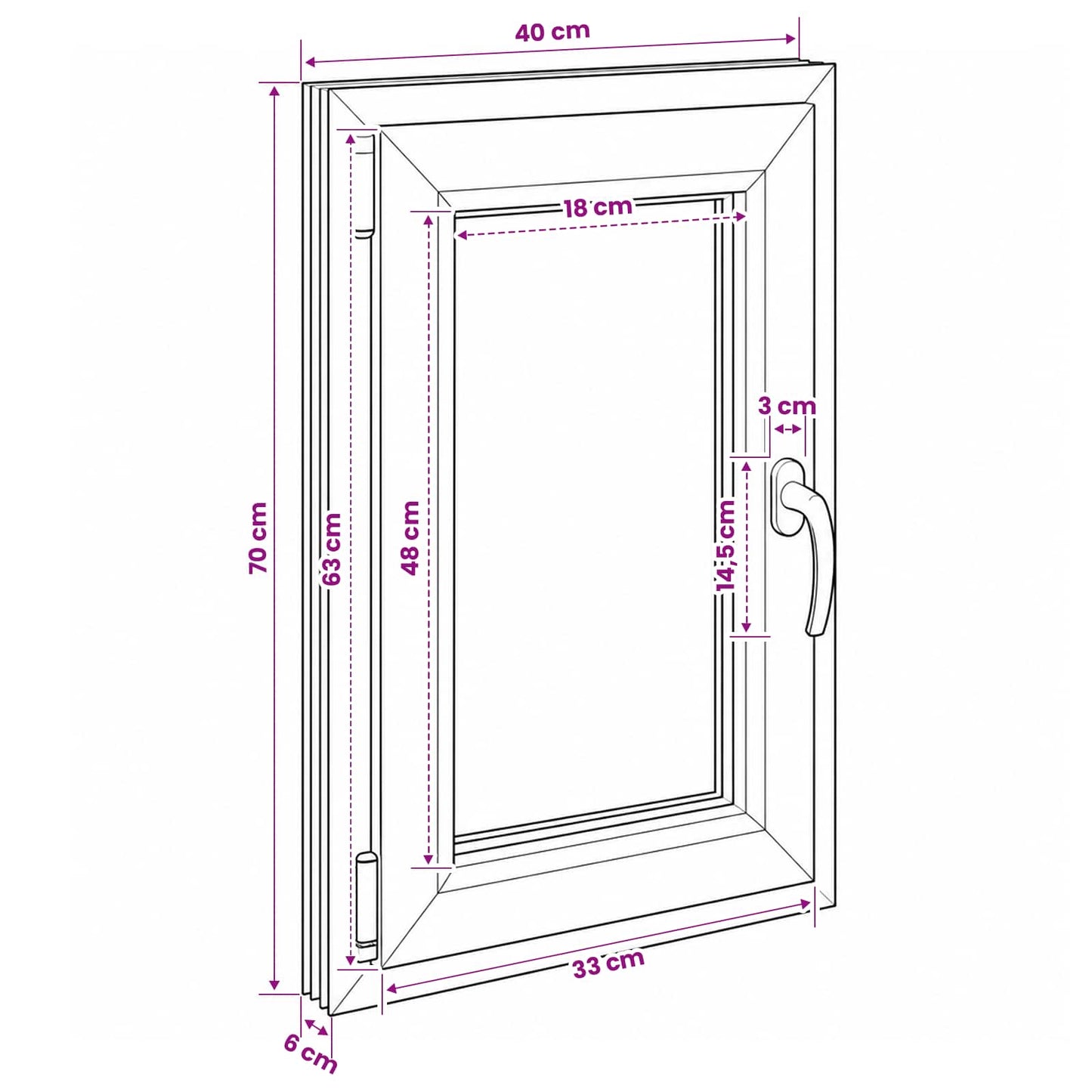 Basement Window Internal Colour White RISOR 40 x 70 cm