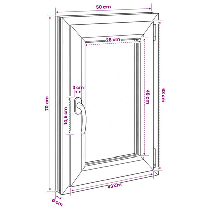 Tilt & Turn DIN Right Basement Window RISOR 50 x 70 cm