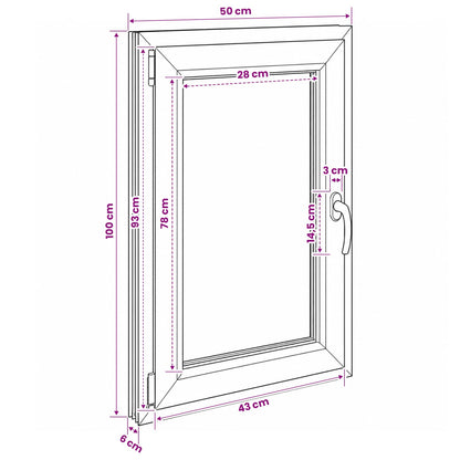 Basement Window Internal Colour White RISOR 50 x 100 cm