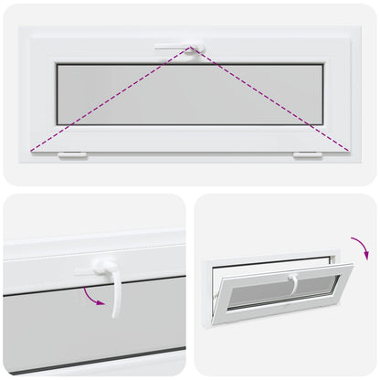 Basement Window RISOR 100 x 40 cm PVC and Glass White