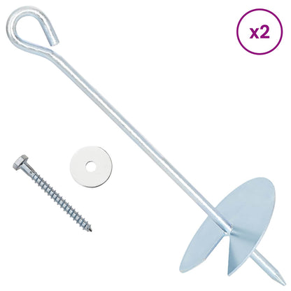 Earth anchor 2 pcs Silver Ø10 x 30 cm Galvanized Metal