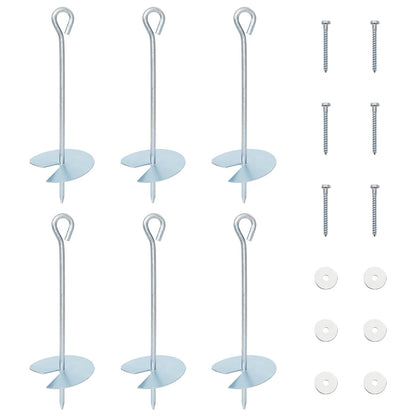 Earth anchor 6 pcs Silver Ø10 x 30 cm Galvanized Metal