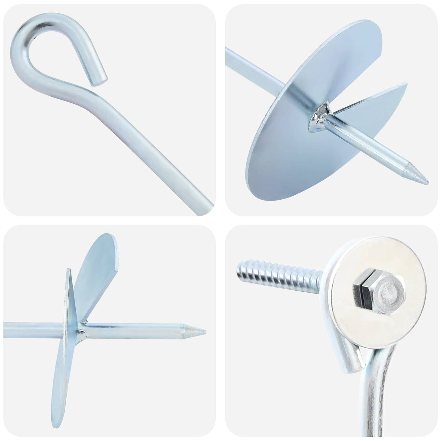 Earth anchor 4 pcs Silver Ø10 x 40 cm Galvanized Metal