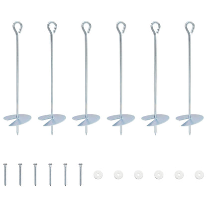 Earth anchor 6 pcs Silver Ø10 x 40 cm Galvanized Metal