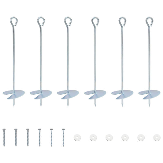 Earth anchor 6 pcs Ø10 x 40 cm Galvanized Metal Silver