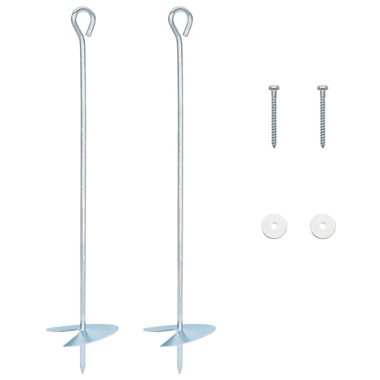 Earth anchor 2 pcs Ø10 x 50 cm Galvanized Metal Silver