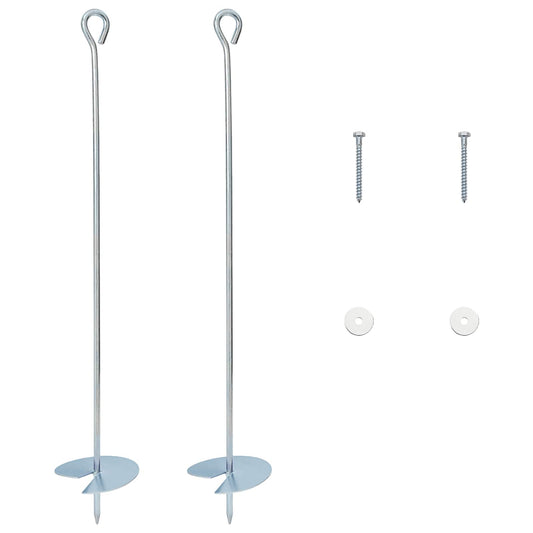 Earth anchor 2 pcs Ø10 x 60 cm Galvanized Metal Silver