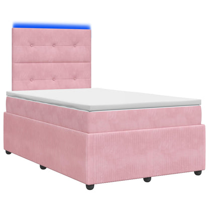 LED Box Spring Bed with Mattress Pink 120 x 200 cm Velvet