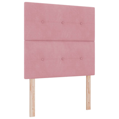 LED Box Spring Bed with Mattress Pink 120 x 200 cm Velvet