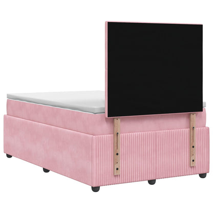 LED Box Spring Bed with Mattress Pink 120 x 200 cm Velvet
