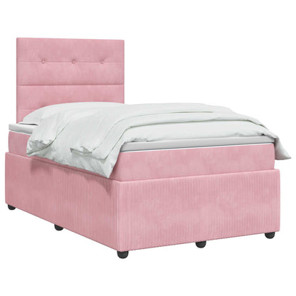 LED Box Spring Bed with Mattress Pink 120 x 200 cm Velvet