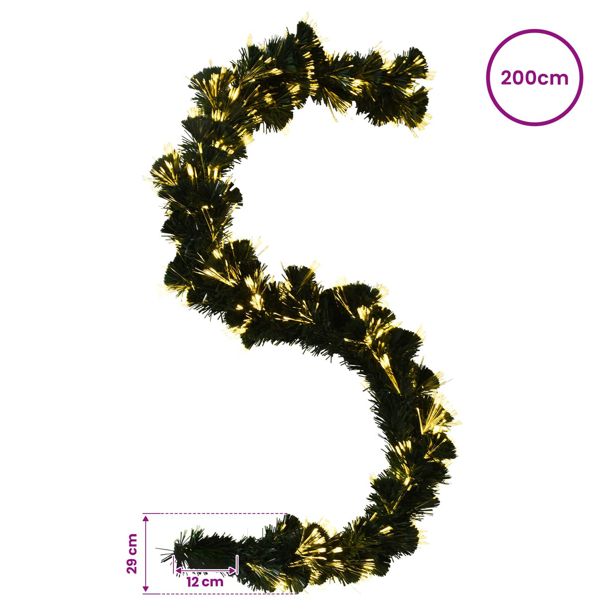 Christmas Garland 48 LEDs Warm White PVC