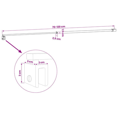 Shower Door Support Bar 70-120 cm for 6/8 mm Glass Chrome