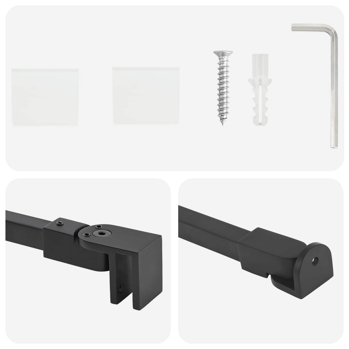 Shower Door Support Bar 47.5 cm for 68/ mm Glass Black