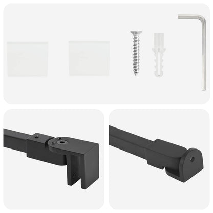 Shower Door Support Bar 47.5 cm for 68/ mm Glass Black