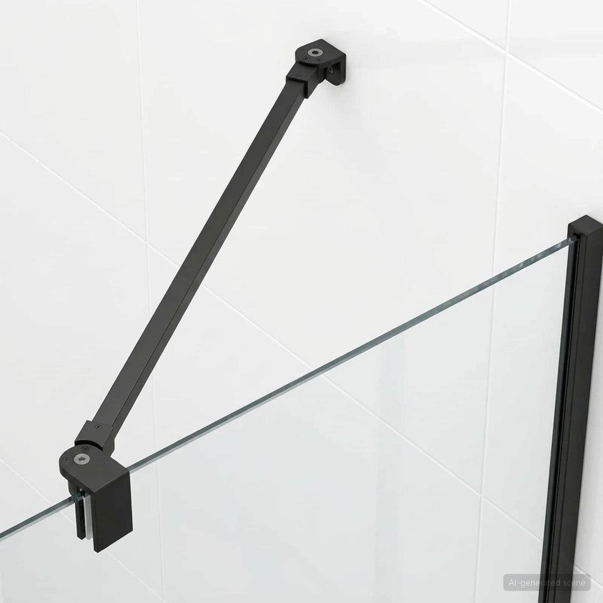 Shower Door Support Bar 47.5 cm for 68/ mm Glass Black