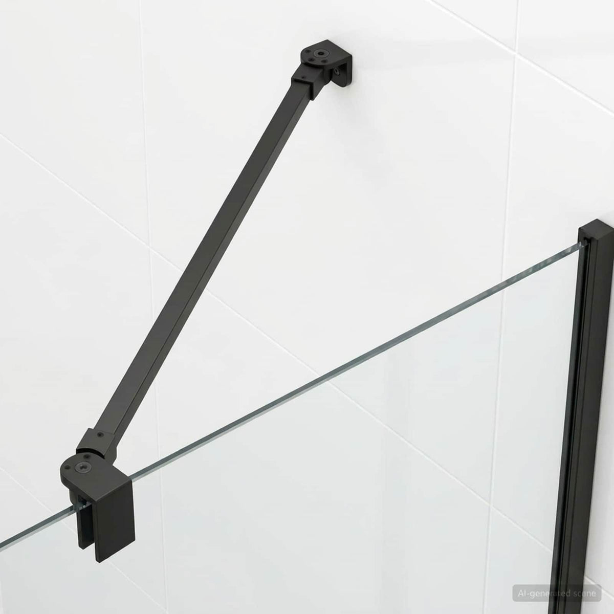 Shower Door Support Bar 57.5 cm for 68/ mm Glass Black
