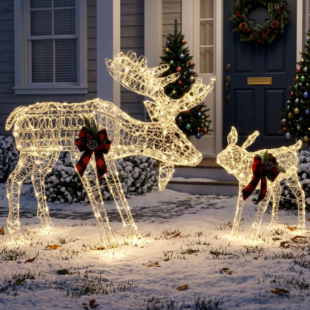 Moose Christmas Decoration 2 pcs White 120 x 27 x 105 cm