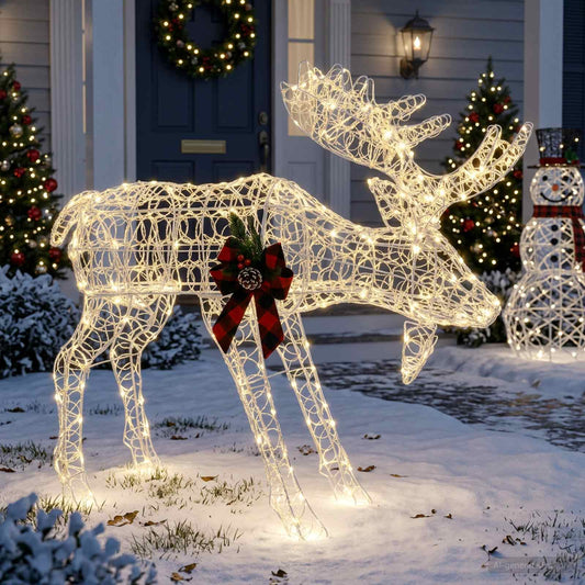 Moose Christmas Decoration White 120 x 27 x 105 cm Acrylic