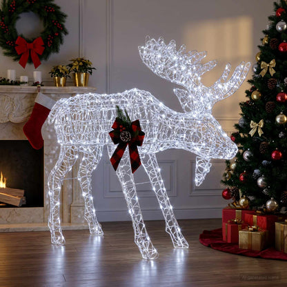 Moose Christmas Decoration White 120 x 27 x 105 cm Acrylic