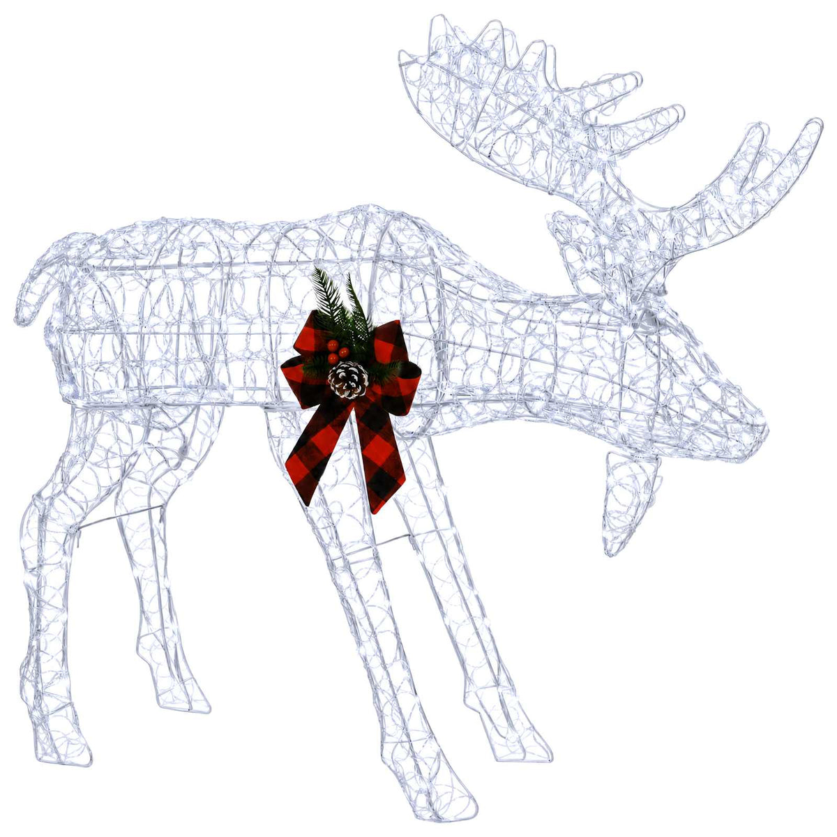 Moose Christmas Decoration White 120 x 27 x 105 cm Acrylic