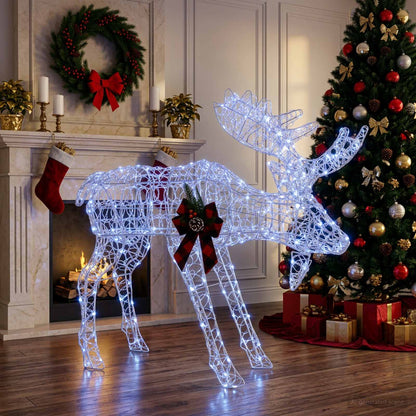 Moose Christmas Decoration White 120 x 27 x 105 cm Acrylic