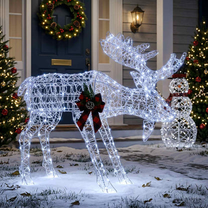 Moose Christmas Decoration White 120 x 27 x 105 cm Acrylic