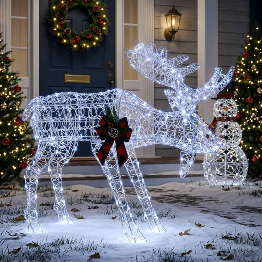 Moose Christmas Decoration White 120 x 27 x 105 cm Acrylic
