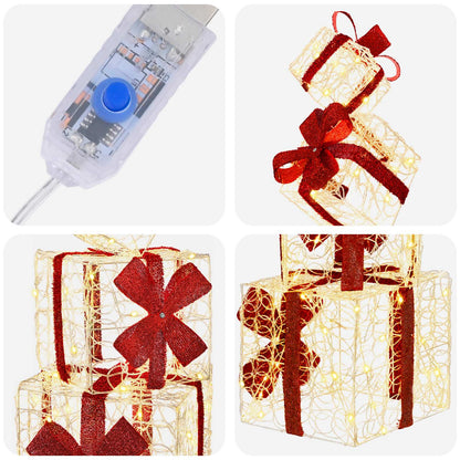 Gift Box Christmas Decoration 5 pcs 125 LEDs Warm White