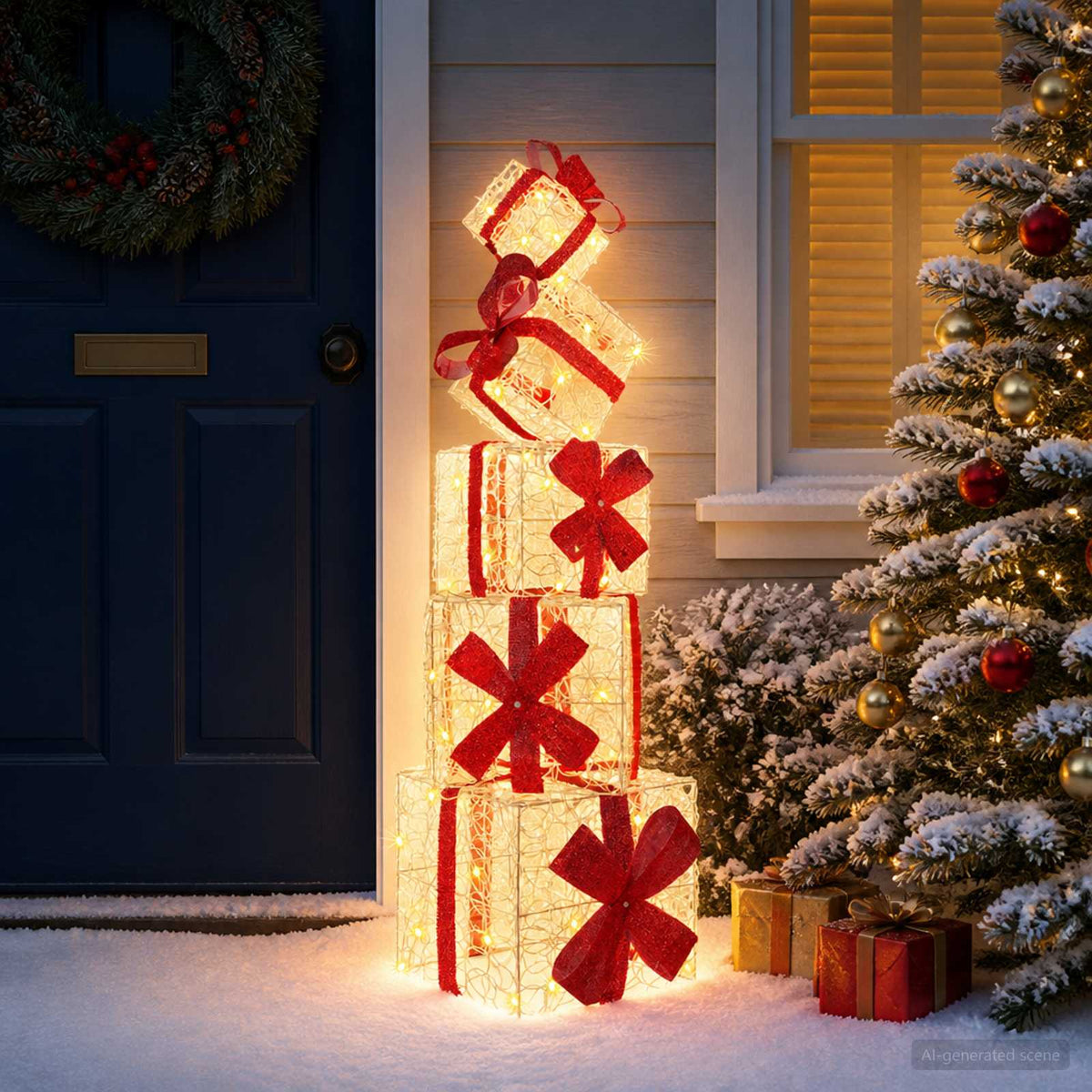 Gift Box Christmas Decoration 5 pcs 125 LEDs Warm White