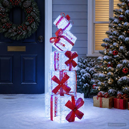 Gift Box Christmas Decoration 5 pcs 125 LEDs Blue