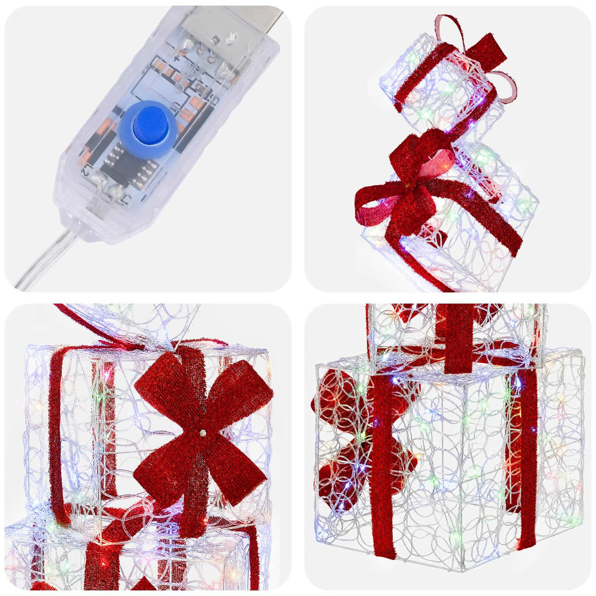 Gift Box Christmas Decoration 5 pcs 125 LEDs Multicolour