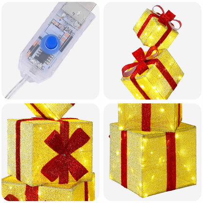 Gift Box Christmas Decoration 5 pcs 125 LEDs Warm White