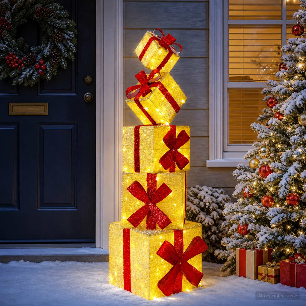 Gift Box Christmas Decoration 5 pcs 125 LEDs Warm White
