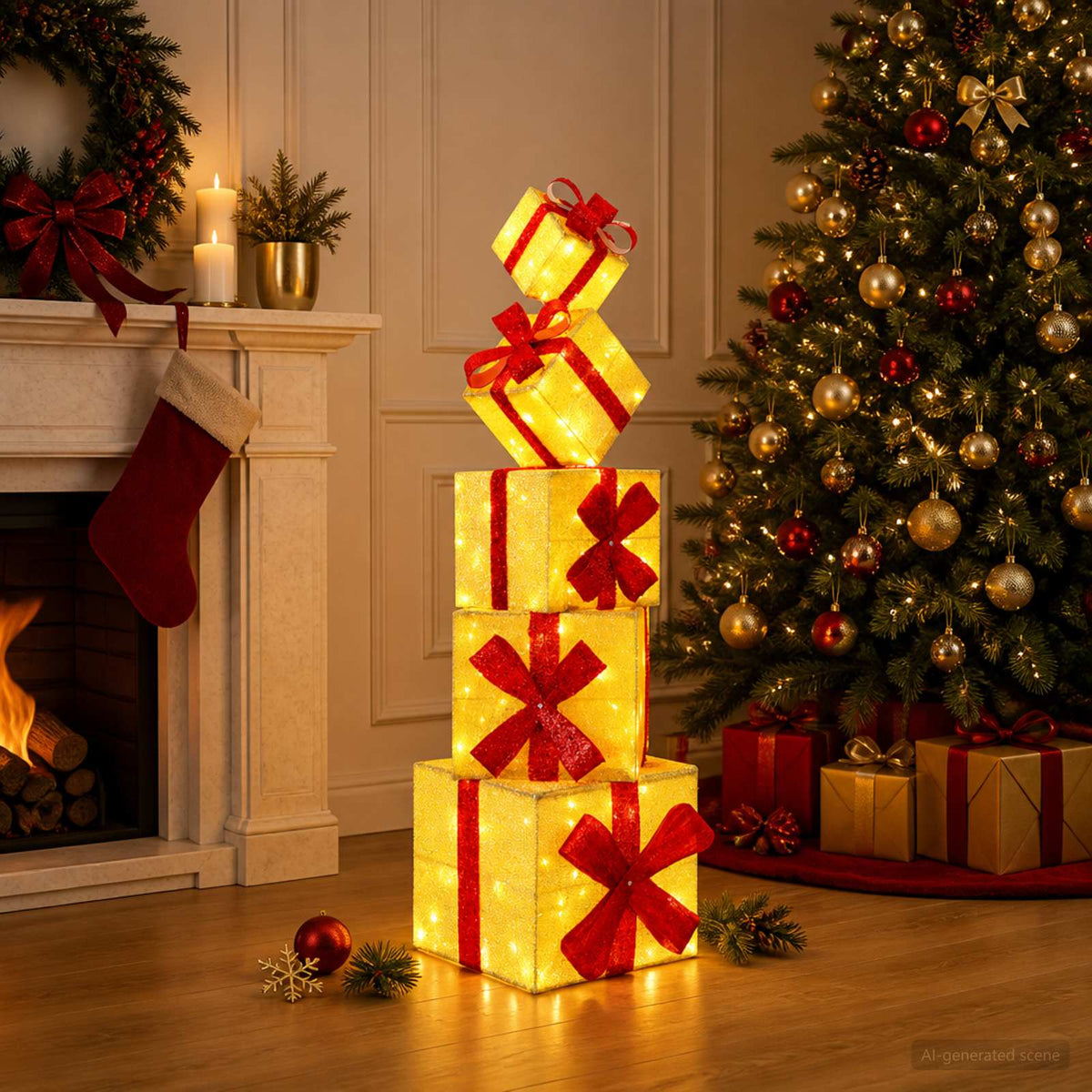 Gift Box Christmas Decoration 5 pcs 125 LEDs Warm White
