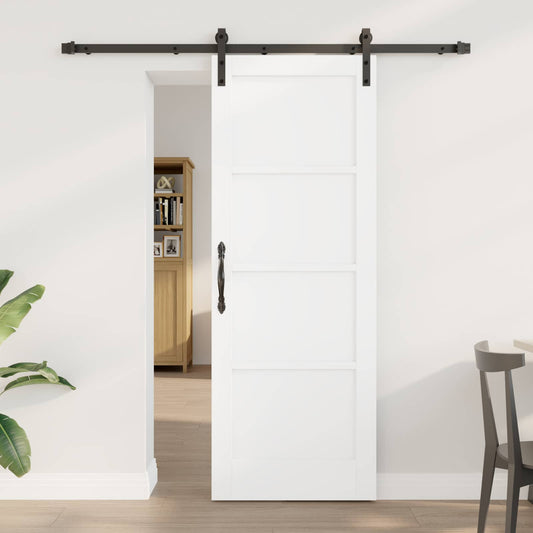 Sliding Door 73.5 x 198.5 cm Engineered Wood White and Black