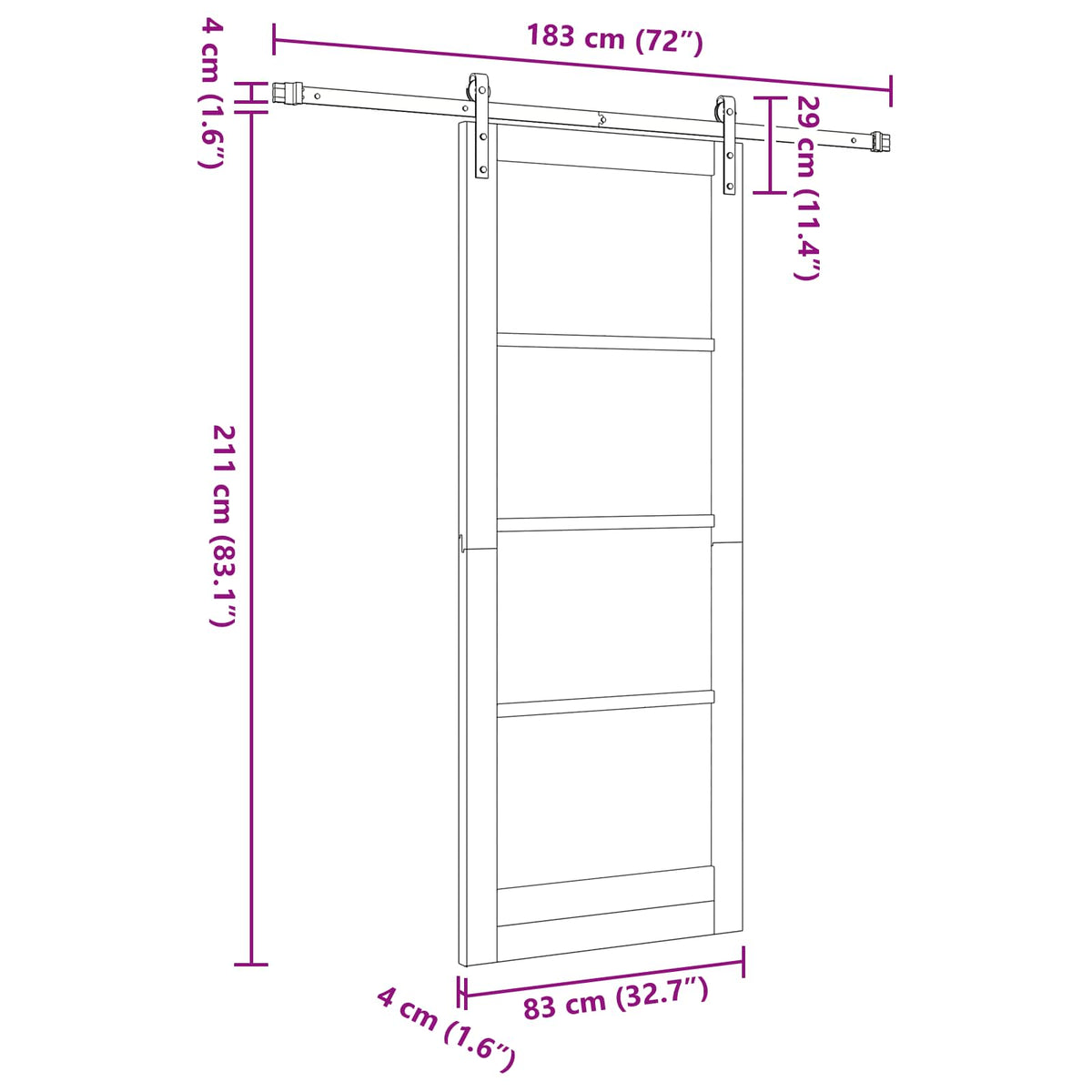 Sliding Door 83 x 211 cm Engineered Wood White and Black