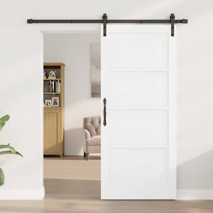 Sliding Door 86 x 198.5 cm Engineered Wood White and Black