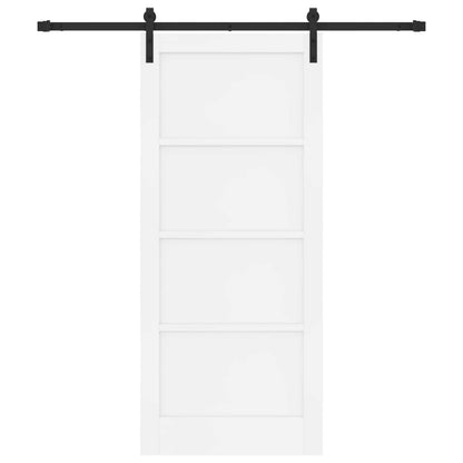 Sliding Door 86 x 198.5 cm Engineered Wood White and Black