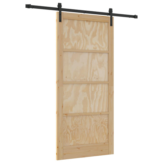 Sliding Door 93 x 202 cm Engineered Wood Natural and Black