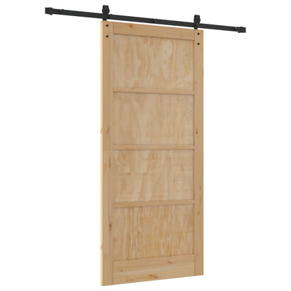 Sliding Door 93 x 202 cm Engineered Wood Natural and Black