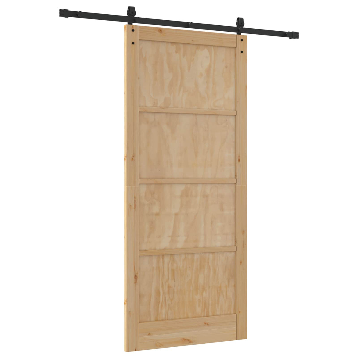 Sliding Door 93 x 211 cm Engineered Wood Natural and Black