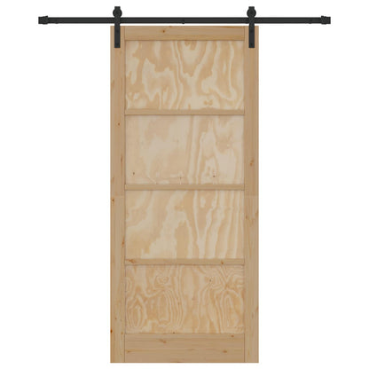 Sliding Door 93 x 211 cm Engineered Wood Natural and Black