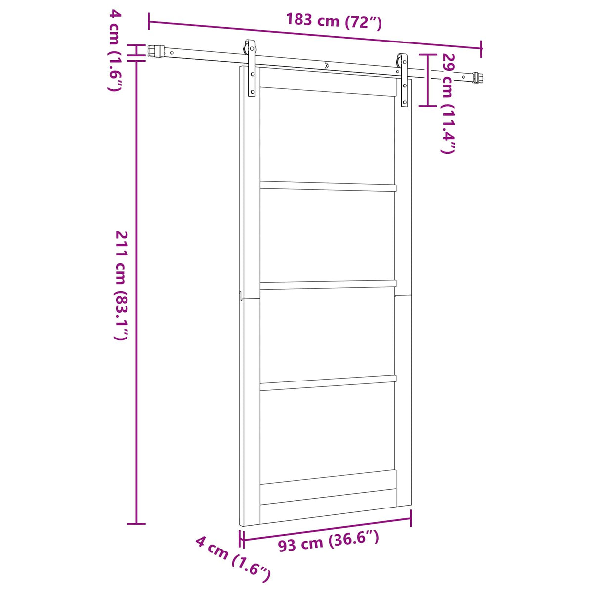 Sliding Door 93 x 211 cm Engineered Wood Natural and Black